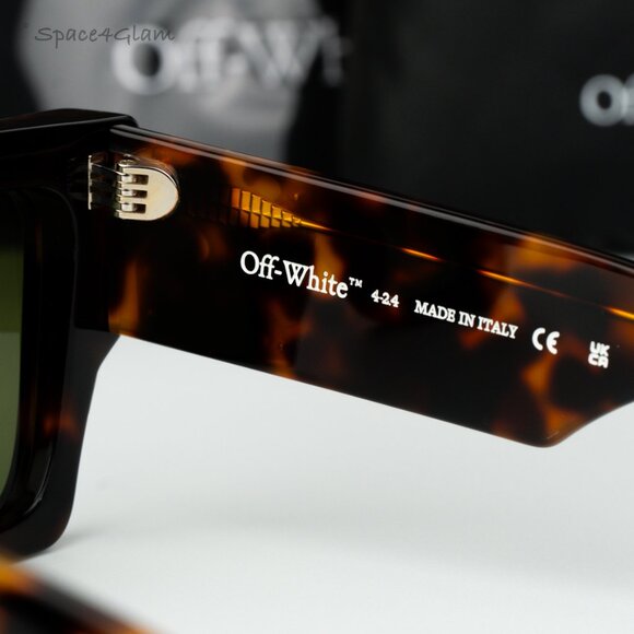 Off-White Men Sunglasses Havana Green Square OERI128 CATALINA 6055 NEW AUTHENTIC - Picture 7 of 11